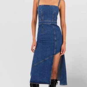 Alexander McQueen Demin Maxi Slit Dress